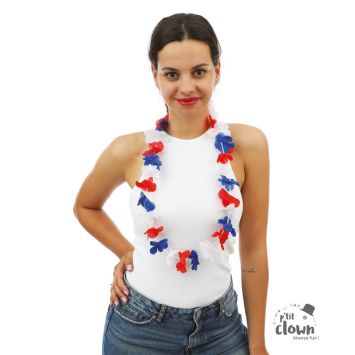 Collier hawaïen tricolore - 50 cm