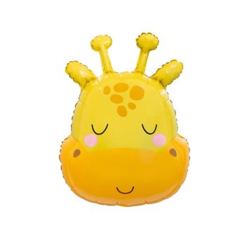 Ballon tête de girafe jaune avec expression endormie | jourdefete.com