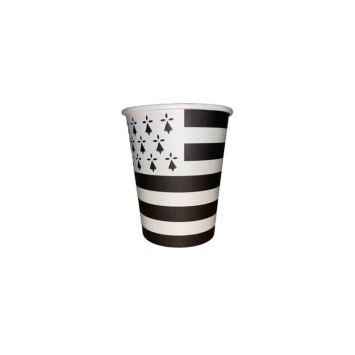 6 gobelets en carton avec le drapeau breton imprimé dessus 