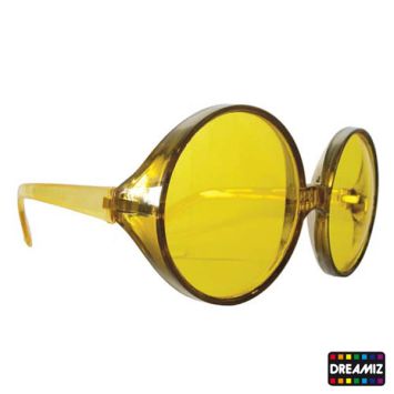 Grosses Lunettes Rondes Hippies Jaunes