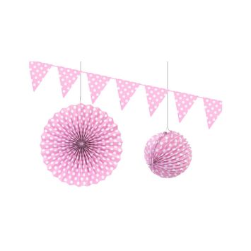 Assortiment à pois Lampion / Guirlande / Eventail - Rose