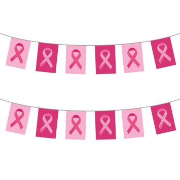 Guirlande de 20 fanions - Octobre Rose - 10 m