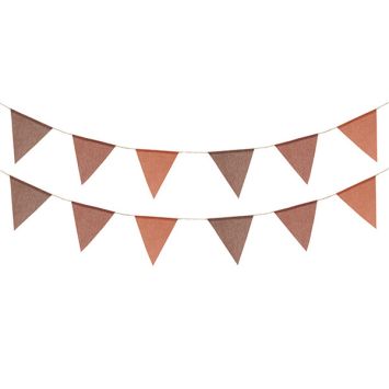 Guirlande de 12 fanions en toile terracotta - 4 m