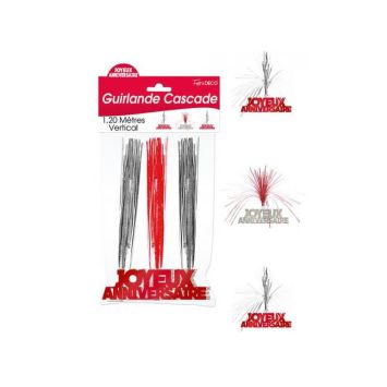 Guirlande Cascade " Joyeux Anniversaire " - Rouge et Argent