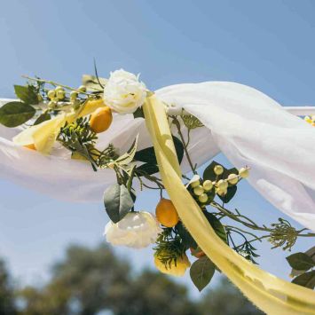 Guirlande avec citrons, fleurs et feuillage - Citronnade - 1,2 m