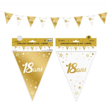 Guirlande de Fanions Anniversaire Métallique - Or - Age au Choix