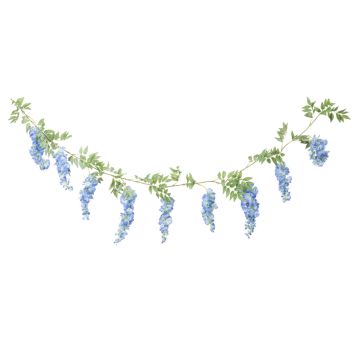 Guirlande de glycine tombante bleue avec feuillage - 180 cm