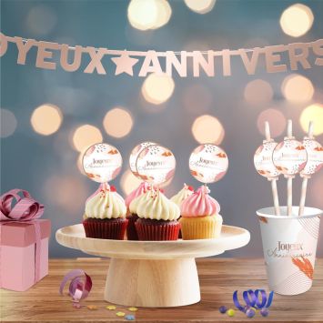 Guirlande de lettres "Joyeux Anniversaire" - 3 m - Collection Party Blush