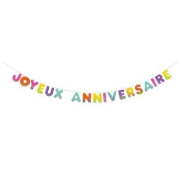 guirlande de lettres joyeux anniversaire 3D avec sequins | jourdefete.com