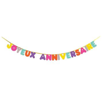 guirlande de lettres multicolore joyeux anniversaire | jourdefete.com