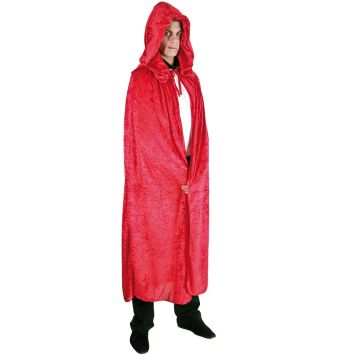 Cape Rouge en Velours avec Capuche Adulte - 182 cm
