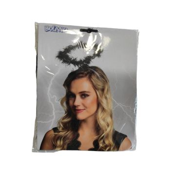 Ce serre-tête avec une auréole d'ange noire sera parfait pour orner votre déguisement d'ange noir | jourdefete.com