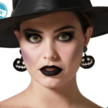 Boucles d'oreilles avec citrouilles noires d'Halloween pour femme