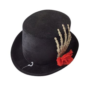 Chapeau haut-de-forme d'Halloween avec main de squelette