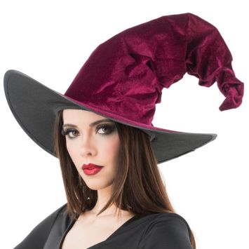 Chapeau de Sorcière d'Halloween en velours - 45 x 35 cm - Couleur au choix