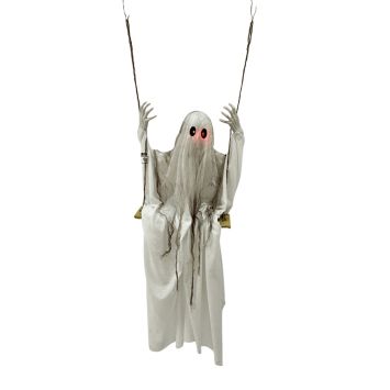 Automate Halloween fantôme animé sur balançoire avec yeux lumineux | jourdefete.com