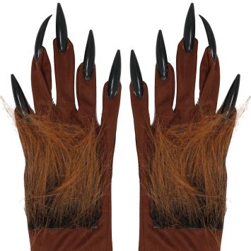 Gants de Loup-Garou d'Halloween avec griffes pour adulte