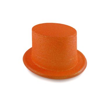 Haut de forme pailleté - Orange Fluo