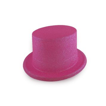 Haut de forme pailleté - Rose Fluo