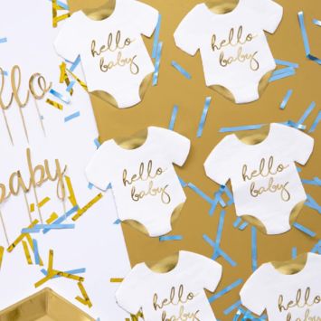 Lot de 20 serviettes en forme de body - Hello Baby