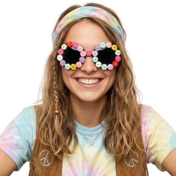 Lunettes d'Hippie avec fleurs multicolores