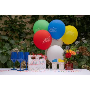 6 ballons "Joyeux Anniversaire" en latex - Diamètre 30 cm - Collection Anni' Festy