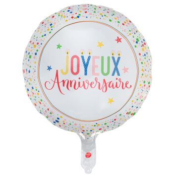 Ballon en aluminium arrondi "Joyeux Anniversaire" - Diamètre 45 cm - Collection Anni' Festy