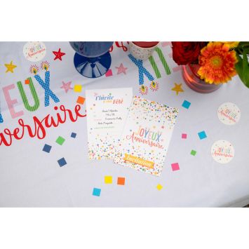 6 cartes d'invitation en carton pour anniversaire - 10 x 15 cm - Collection Anni' Festy