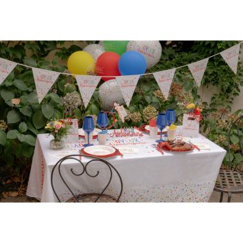 Nappe "Joyeux Anniversaire" en polyester - 145 x 240 cm - Collection Anni' Festy