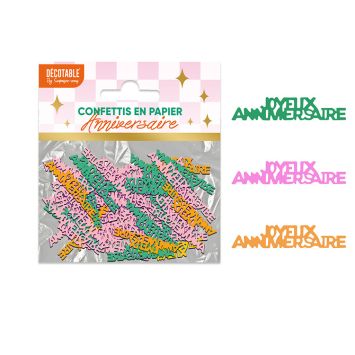 Confettis de table "Joyeux Anniversaire" en papier - Collection Retro Pop