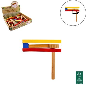 Crécelle en bois colorée pour animation festive 11 cm | jourdefete.com
