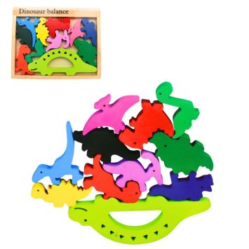 Puzzle en bois d’équilibre dinosaures 11 pièces pour enfants | jourdefete.com