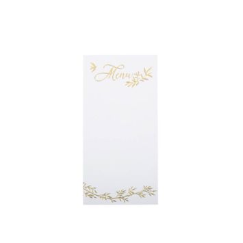 10 Menus Jolis Brins Blancs et Or 10 x 20 cm | jourdefete.com