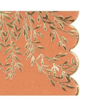 16 Serviettes - Collection Jolis Brins - Terracotta et Or