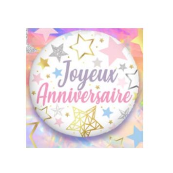 ballon alu joyeux anniversaire etoiles | jourdefete.com
