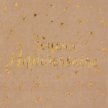 20 serviettes joyeux anniversaire couleur kraft | jourdefete.com