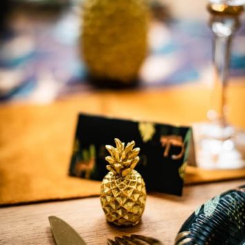 2 Marque-Places Ananas - Or - Jungle Fever
