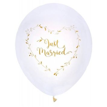 8 Ballons de Baudruche "Just Married" - Or | jourdefete.com