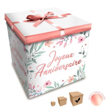 Boîte Cadeau Joyeux Anniversaire - Fleurs - 30 x 30 cm