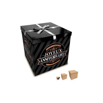 Boîte Cadeau Joyeux Anniversaire Noire - 10 x 10 cm