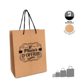 Pochette cadeaux Kraft " Plaisir d'offrir " - Mini Modèle