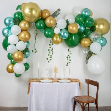 Kit arche 86 ballons et feuilles tropicales - Tropicool