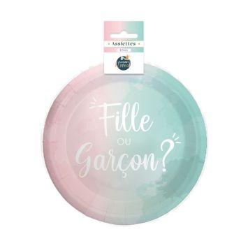 Pack de 6 assiettes - Collection Gender Reveal | jourdefete.com