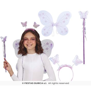 Kit de déguisement de papillon pour enfant - 3 pièces - Couleur au choix