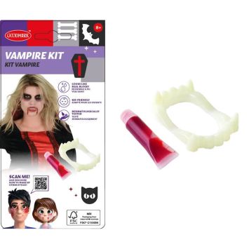 Terminez votre déguisement de vampire avec ce dentier et ce faux sang | jourdefete.com