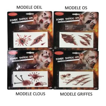 Kit de Tatouages Zombie - Modèle au Choix