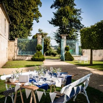 Tenture en Lin - La Vie est Belle quand On S'Aime - Bleu et Cuivre