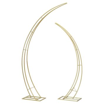 2 structures dorées en métal en forme de demi-lunes - 180 x 240 cm