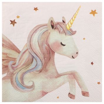 12 serviettes en papier - 33 x 33 cm - Collection Licorne Magique