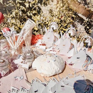 8 Assiettes en carton - Collection Licorne Pastel